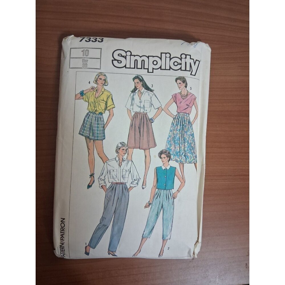 VTG Simplicity UNCUT Sewing Pattern 7333 Pants, Skirts Size 10 1986 80s Y2K